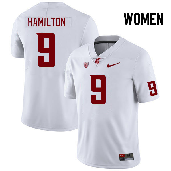 Women #9 Isaiah Hamilton Washington State Cougars College Football Jerseys Stitched Sale-White - Click Image to Close
